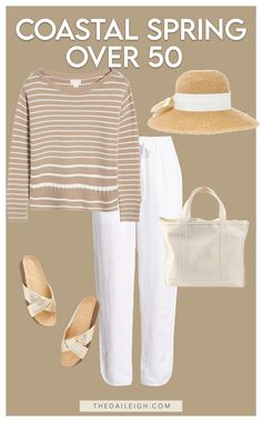 2024 coastal spring outfits and capsule wardrobe Coastal Chic Fashion, Grandma Outfit Ideas, Coastal Grandma Outfits, Coastal Wardrobe, Grandma Outfit, Coastal Grandma Style, Classic Fashion Looks, Grandma Style, Coastal Fashion