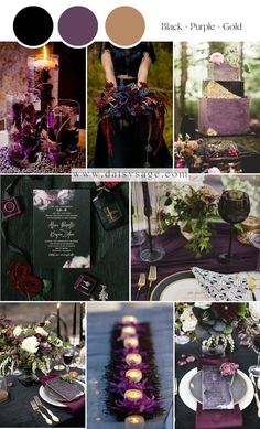 purple and black wedding color scheme