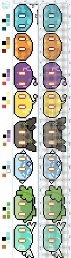 the cross stitch pattern is shown with different colors