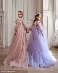 Flower Girl Dresses: 39 Looks For Girls + FAQs ❤ flower girl dresses tulle skirt blush purple vintagerosebyhannaha #weddingforward #wedding #bride #flowergirldresses #vintageflowergirldresses Alexandrina Dresses, Long Flower Girl Dresses, Girls Communion Dresses, Bodice Applique, Princess Flower, Communion Dresses