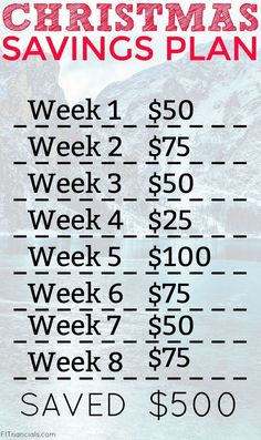 the christmas savings plan is shown in red and white