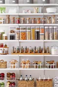 the shelves are filled with different types of items