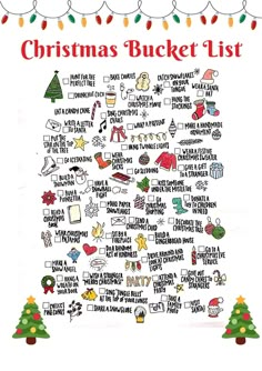 a christmas bucket list with lots of things to do in the holiday season on it