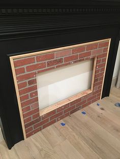 a fire place that has been painted red brick