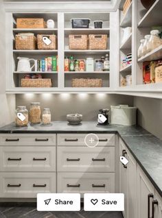 the kitchen is clean and ready to be used as a storage area for food items