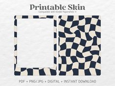 a black and white checkered pattern with the text printable skin