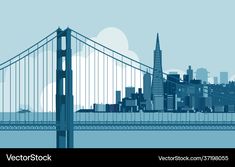 the golden gate bridge in san francisco, california is silhouetted against an urban skyline