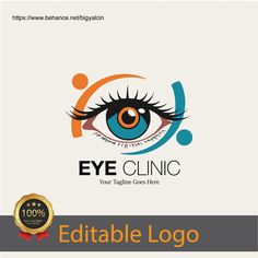 an eye clinic logo with the words, editable logo