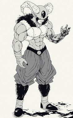 an ink drawing of a character from the animated movie street fighter, with his arms stretched out