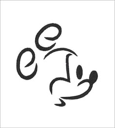 a black and white drawing of a person with the letter e in it's center