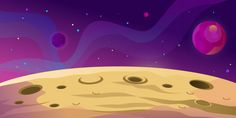 an image of a cartoon space scene with planets