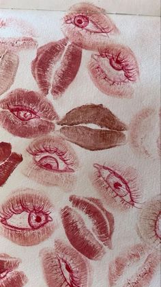 an image of lipstick kisses drawn with colored pencils