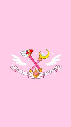 a pink background with an angel and two scissors