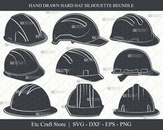 hard hat silhouettes with different styles and designs for the design project, including helmets