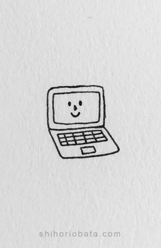 a drawing of a laptop with a smiley face on it