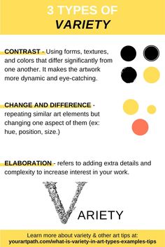 three types of variety info sheet with different colors and text on it, including the