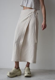 Linen wrap skirt for women, Beige linen skirt with slit, High rise pencil skirt, Wrapped skirt, Long straight skirt, Midi belted skirt Linen Skirts Midi, Long Skirt For Summer, Sewing Pattern Long Skirt, Linen Wrap Skirt Outfit, Brown Linen Long Skirt, Beige Linen Long Skirt, Linen Womens Clothes, Linen Wrap Skirt Pattern, Long Linen Skirt Outfit