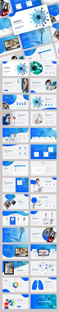 a bunch of blue and white web pages