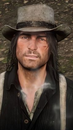 a man with long hair wearing a hat