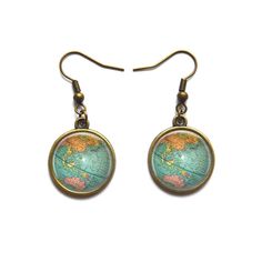 PRICES MAY VARY. Title: Beautiful Globe Stud Earrings Planet Earth World Map Art Earrings in Bronze or Silver with Link Chain Included.D0011. Product Type: Departments > Women > Jewelry > Earrings > Stud Hypoallergenic Celestial Round Earrings, Earring Map On Ear, Globe Jewelry, Earth Earrings Planet, Terrarium Earrings, Earth World, World Map Art, Art Earrings, Earrings Stud