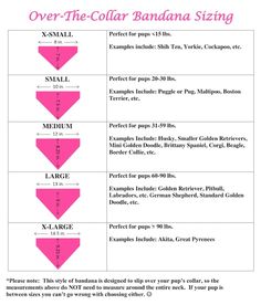 the diagram shows how to make an over - the - collar bandana sizing