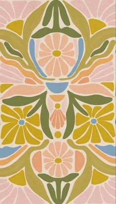 an art nouveau design in pink, yellow and green