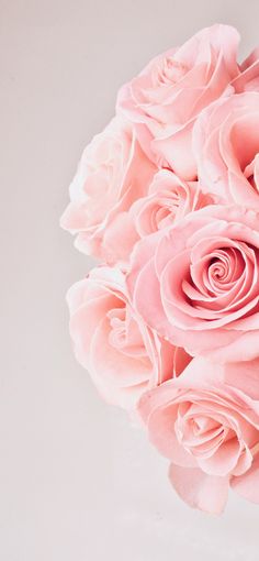 a bouquet of pink roses sitting on top of a table