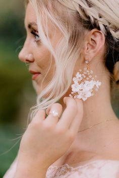 KARA PORCELAIN FLORAL DROP STATEMENT EARRINGS - The Kara Porcelain floral drop statement earrings are made with delicate opalescent and blush beading, sparkling center bejeweled porcelain blossoms and faux pearling.|wedding jewelry,ideas for bride ,earrings,brides jewelry,earrings for wedding ,earrings for bridesmaids,bridal jewelry ideas ,jewelry bridal,fall wedding,bride stuff,future bride,wedding stuff,wedding planning ,fall wedding ideas,wedding ideas,wedding photography,perfect wedding Royal Bride, Boho Styl, Drop Statement Earrings, Glam Bride, Bridal Statement Earrings, Bridal Earrings Drop, Royal Brides, Bride Earrings, Wedding Aesthetic