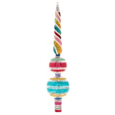 a multicolored candle is hanging from a string