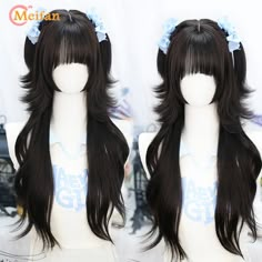 49123278782624 Cute Hairstyle Reference, Cute Hair With Bangs, Long Hair No Bangs, Hairstyles For Long Hair With Bangs, Hair Styles Wig, Harajuku Wig, Scene Wig, Harajuku Wigs, Oc Accessories