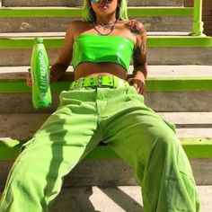 Green Aesthetic Neon, Green High Fashion, Lime Green Aesthetic, Pink Green Aesthetic, Neon Y2k, Collage Idea, Aesthetic Neon, E T, Color Aesthetic