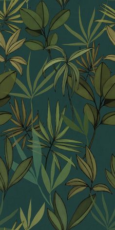 green leaves on a dark blue background