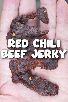 beef jerky marinated with a blend of red chili flakes and tamari and teriyaki sauce Pepper Beef Jerky Recipe, Red Chili Beef, Chili Beef, Pepper Beef, Beef Jerky Recipes