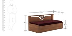 a bed with a wooden headboard and foot board next to a drawing of a mannequin