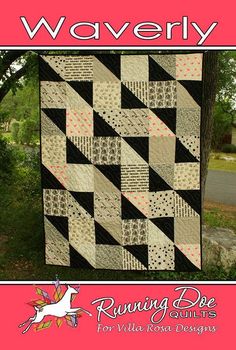 Waverly Quilt Pattern Card For Villa Rosa Designs finished size is 48 X 64 Fat Quarter Quilt Pattern, Villa Rosa, Fat Quarter Quilt, Fabric Postcards, Geometric Quilt