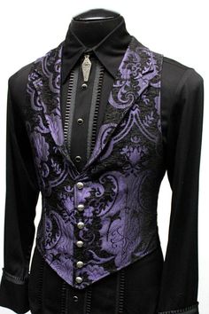 ARISTOCRAT VEST Purple/Black Tapestry | Etsy Steampunk Clothing, Lucifer Clothes, Aristocrat Vest, Goth Men, Black Tapestry, Mode Swag, Purple Suits, Steampunk Accessories, Purple Outfits