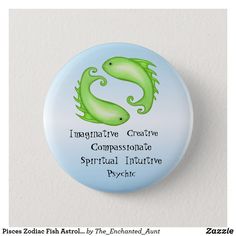 a button with two green seahorses on it's front and back sides