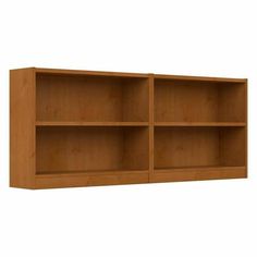 an empty wooden bookcase with three shelves