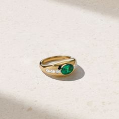 18kt Yellow Gold Oval Emerald Ring, Emerald And Diamond Ring, Emerald Rings, Alexandrite Ring, Set Ring, Minimalistic Design, Emerald Gemstone, East West, Engagement Ring Wedding Band