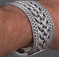 PRODUCT: THIS IS A REALLY FINE, 925 STERLING SILVER, 100% HANDMADE, WOVEN MENS BRACELET, WOVEN FROM 2 DIFFERENT DESIGN, REALLY UNIQUE ITEM, DOUBLE SAFE CLASP!! WEIGHT: 7.3": 106g, 7.7": 112g, 8": 114g, 8.5": 119g, 9":126g, 9.5": 128g 10": 134g METAL: 925 STERLING SOLID SILVER USABLE LENGTH (WHEN CLASP IS CLOSED) : we have multiple sizes, please chose your size from the list WIDTH: 30 mm THICK: 3 mm HUGE HEAVY HANDMADE TRIBAL WIDE FINE WOVEN 925 STERLING SILVER MENS BRACELET   WELCOME! EVERY OF OUR ITEM IS 1ST CLASS HANDCRAFTED PRODUCT! FROM THE NORTHEN OF THAILAND! WE USE ONLY THE HIGHEST QUALITY 925 STERLING SILVER!  EVERY OF OUR ITEM IS STAMPED 925! WE OFFER: - FREE SHIPPING! - ITEM ARRIVAL GUARANTEE!!!! - 925 SILVER WARRANTY!!!! (read terms and conditions under) PRODUCT: THIS IS A REALL Silver Mens Bracelet, Mens Sterling Silver Bracelets, Mens Silver Jewelry, Wholesale Silver Jewelry, Mens Bracelet Silver, Braids With Weave, Wire Wrapped Bracelet, Sterling Silver Mens, Mens Jewelry Bracelet