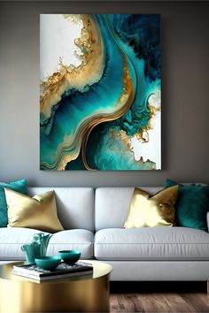 Teal Gold Fluid Art Print, Luxury Abstract Canvas Wall Art, Home Decor Painting, Interior Design Wall Art, Modern Canvas Art Print - Etsy Agate Art, Pour Art, Resin Art Painting, Resin Wall Art, Girly Wall Art, Acrylic Pouring Art, Soyut Sanat Tabloları, Oversized Wall Art, Alcohol Ink Art