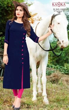 Plain Kurti Designs, Silk Kurti Designs, Salwar Neck Designs, Kurti Sleeves Design, Indian Kurti, New Kurti Designs, Churidar Designs