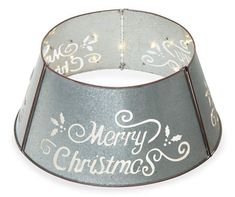 a metal christmas light shade with merry lettering