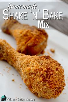 homemade shake n'bake mix on a white plate with chicken nuggets