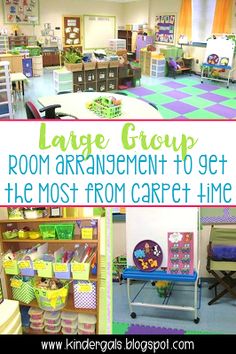 the large group room arrangement to get the most from carpet time is great for kids