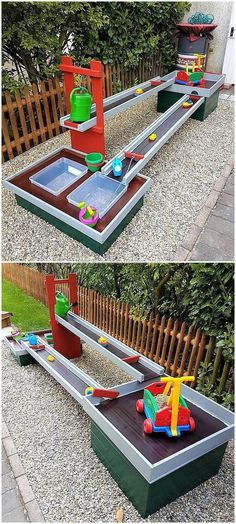 Kids Yard, Outdoor Play Spaces, Outdoor Play Areas, Kids Outdoor Play, Pallet Creations, Outdoor Classroom, Pallets Garden, Play Table, Backyard Playground