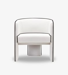 a white chair with black trim around it