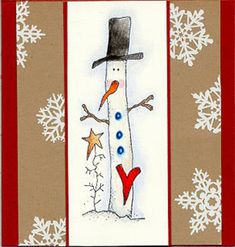 a christmas card with a snowman wearing a top hat and holding a star in his hand