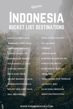 the indonesia bucket list for destinations