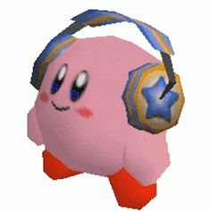 an image of a pink character with headphones